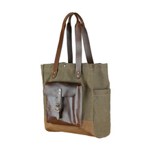Canvas & Leather Tote - Olive