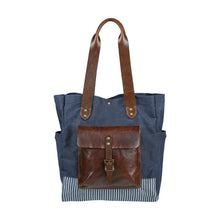 Canvas & Leather Tote - Navy