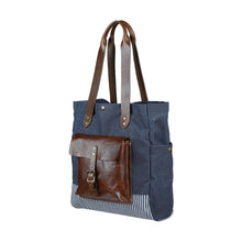 Canvas & Leather Tote - Navy